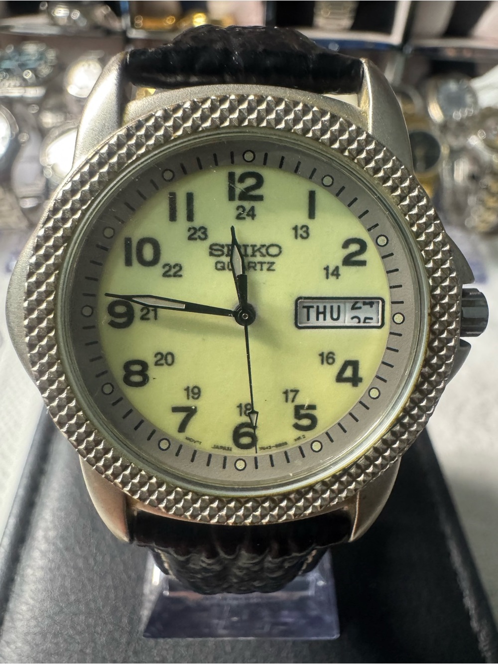Seiko Yellow Dial Silver-Tone Case Men's Watch